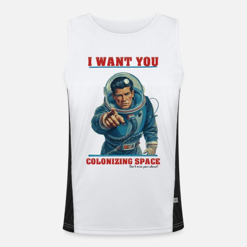 Retro Astronaut Space Colonization Funktionelles Kontrast-Tank Top für Männer 