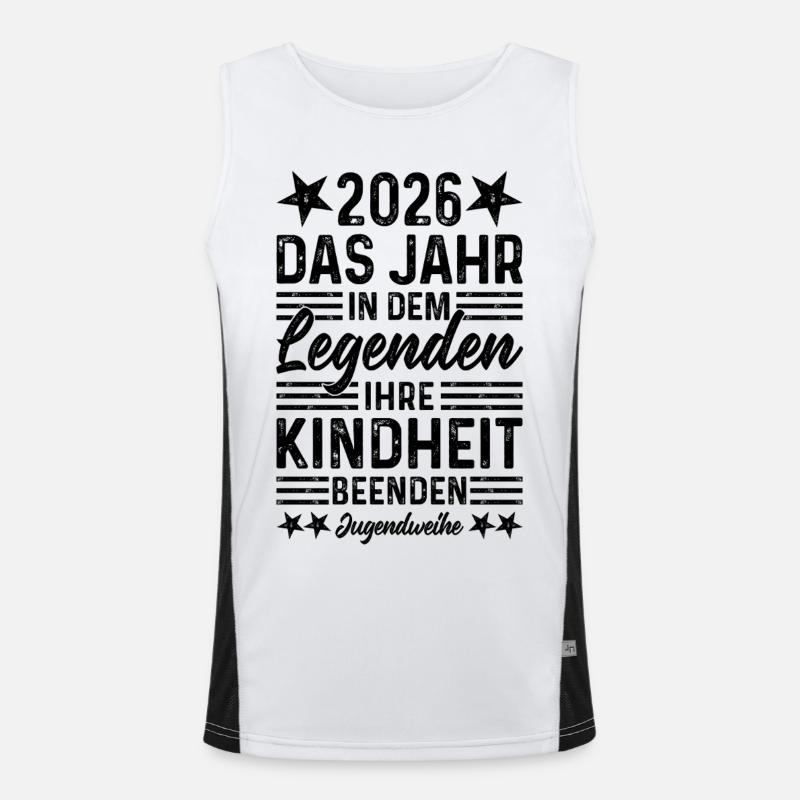 Jugendweihe 2026 Legenden beenden Ihre Kindheit Funktionelles Kontrast-Tank Top für Männer 