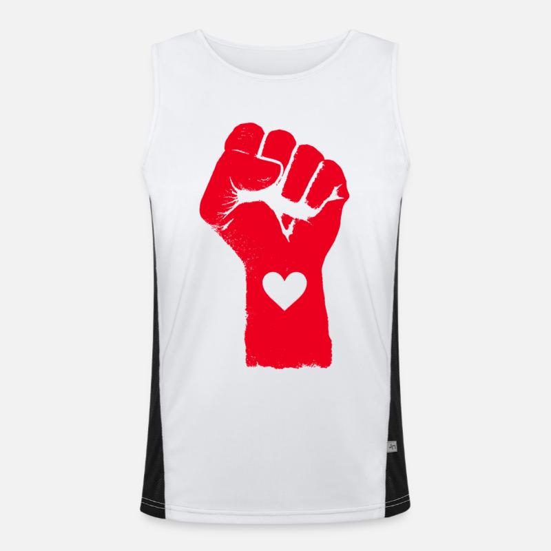 Rote Faust mit Herz Funktionelles Kontrast-Tank Top für Männer 