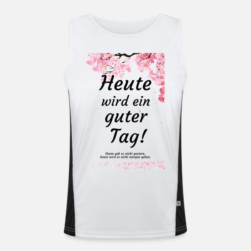 Today will be a good day, cherry blossom motivation Men's Functional Contrast Tank Top 