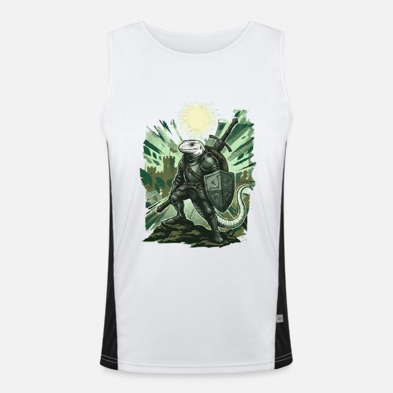 Medieval Knight Lizard in Sunlight Men's Functional Contrast Tank Top 