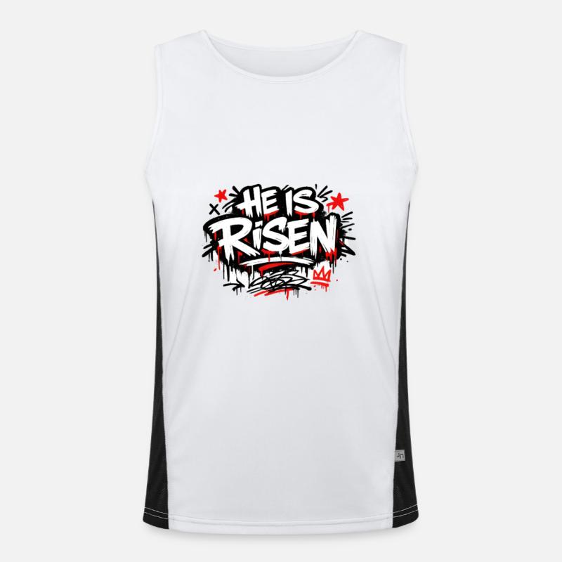 He is Risen Graffiti Easter - Men's Functional Contrast Tank Top  - white/black