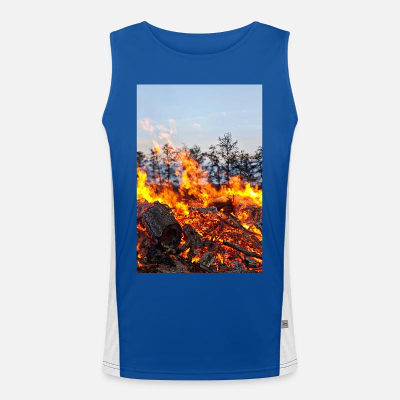 Affiche avec motif de feu de Pâques de Flame Inferno Débardeur respirant contrasté Homme 