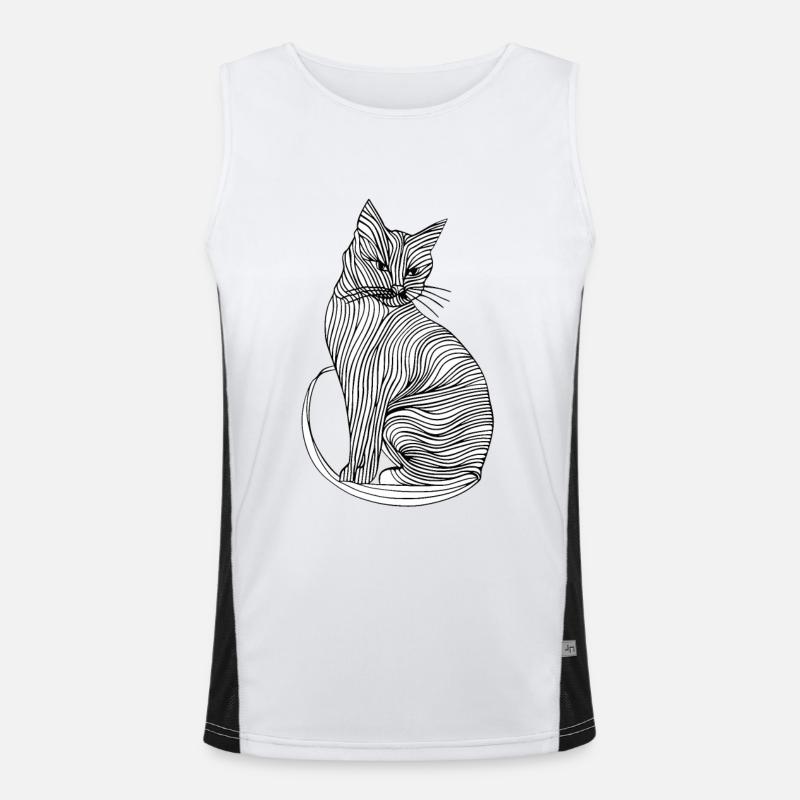 Lignes art chat #cat Débardeur respirant contrasté Homme 