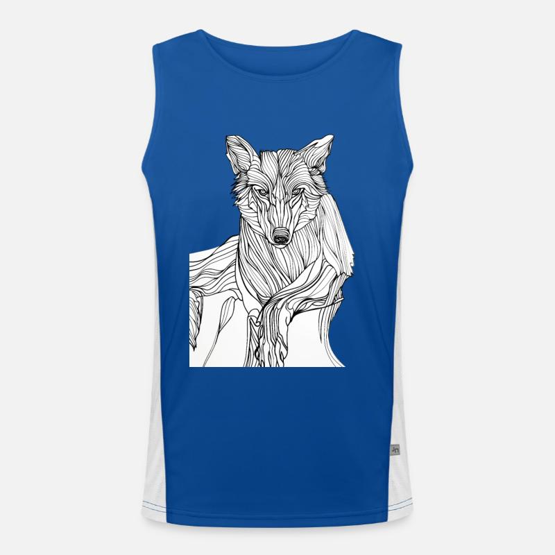 Linien Kunst Wolf #wolf Funktionelles Kontrast-Tank Top für Männer 