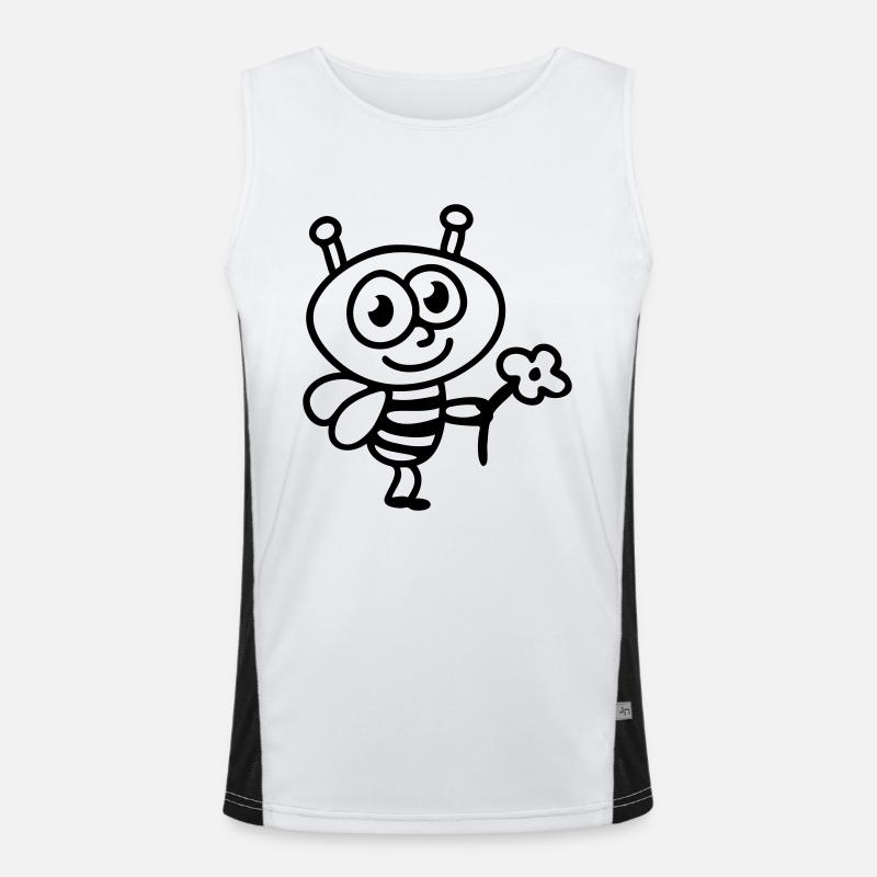 Bee + Flower - Line - Men's Functional Contrast Tank Top  - white/black