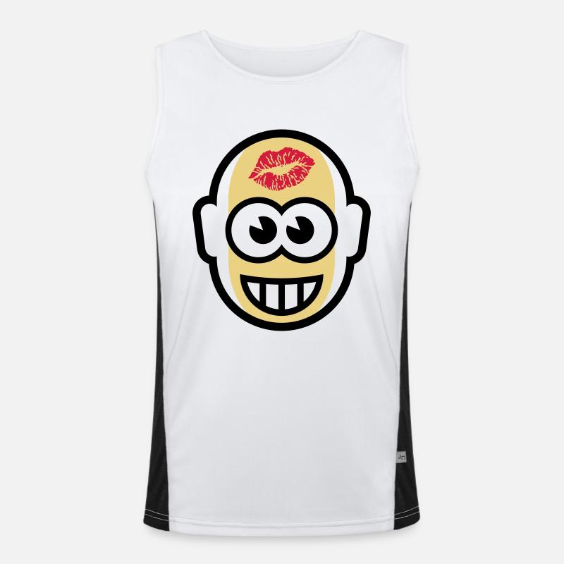 Baldy With Kiss On Forehead (3C) Men's Functional Contrast Tank Top 