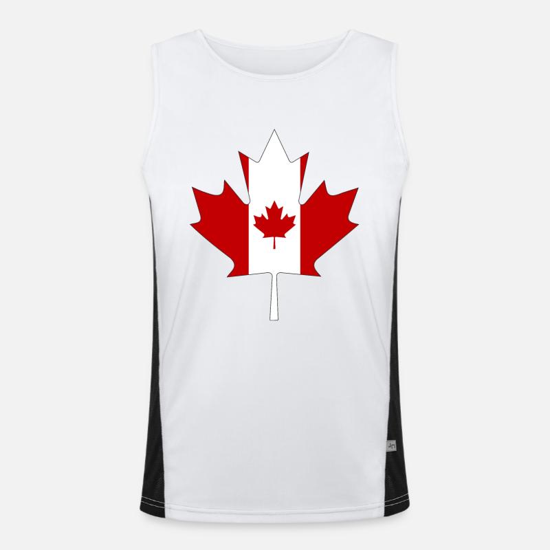 Canada flag as maple leaf with black frame Men's Functional Contrast Tank Top 
