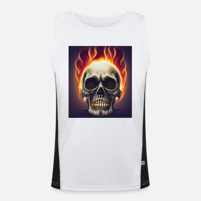 Schädel-Feuer Funktionelles Kontrast-Tank Top für Männer 