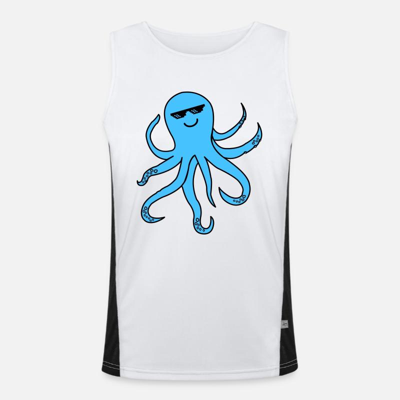 krake oktopus cool smile Funktionelles Kontrast-Tank Top für Männer 