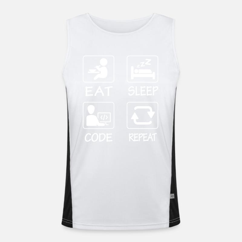 Eat Sleep Code Repeat - Men's Functional Contrast Tank Top  - white/black