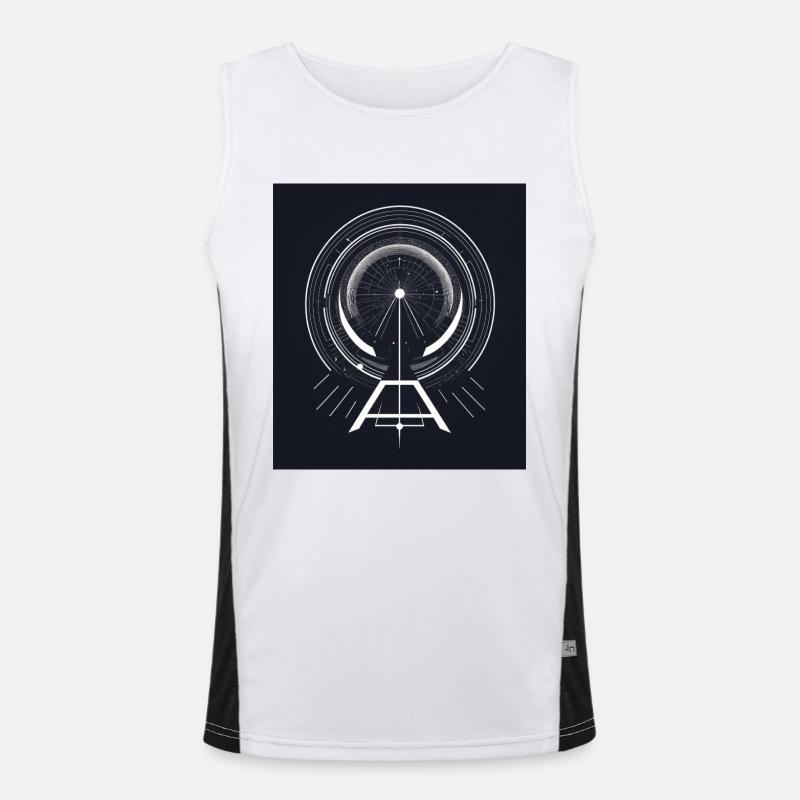 Abstract Geometric GraphicsAbstract Graph - Men's Functional Contrast Tank Top  - white/black