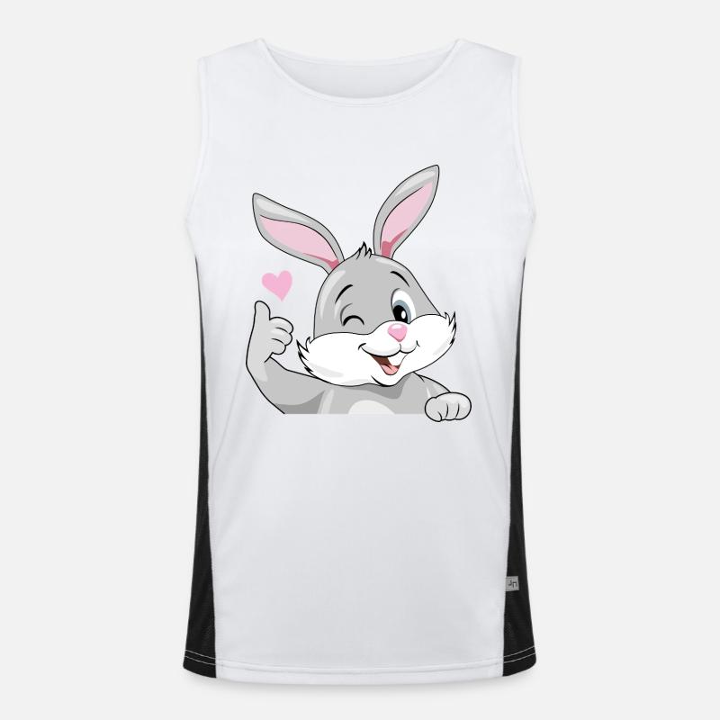 Smiling winking bunny likes Men's Functional Contrast Tank Top 