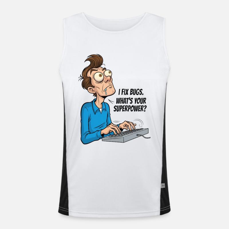 Bug Fixer Superpower: IT Held Design Funktionelles Kontrast-Tank Top für Männer 