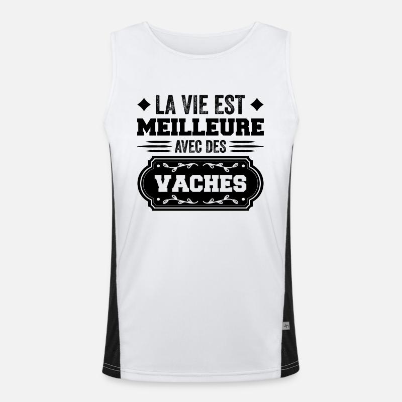 Life is better with cows - Men's Functional Contrast Tank Top  - white/black