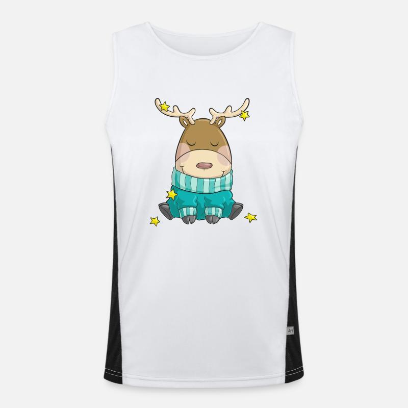 Merry Christmas reindeer comic - Men's Functional Contrast Tank Top  - white/black