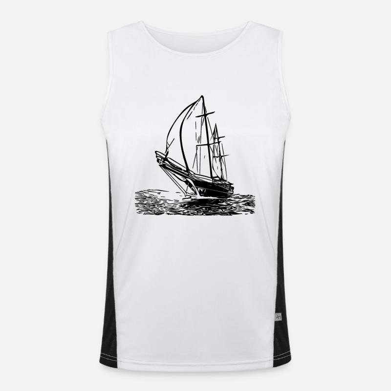 Sleek sailing ship with sails Men's Functional Contrast Tank Top 