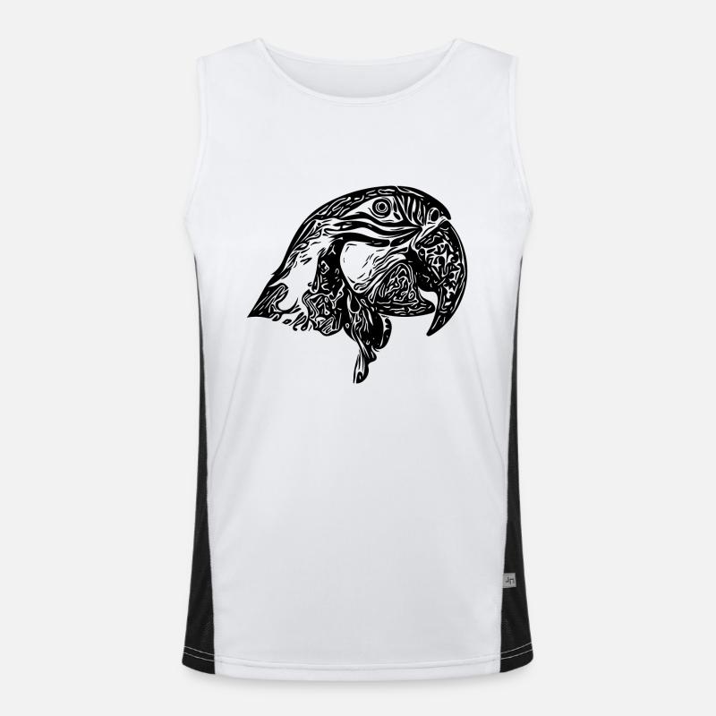 Parrot Bird Head Portrait Drawing Men's Functional Contrast Tank Top 