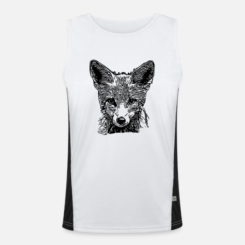 Cute Young Fox Drawing Men's Functional Contrast Tank Top 
