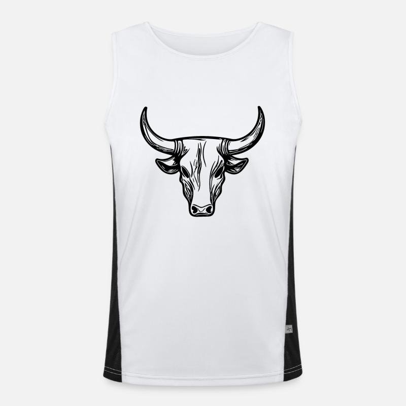 Stier Grill Logo Taurus Mythologie Style Funktionelles Kontrast-Tank Top für Männer 