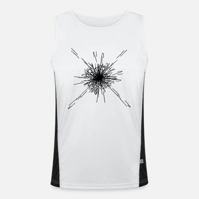 Mandala Explosion Lines Pattern - Men's Functional Contrast Tank Top  - white/black