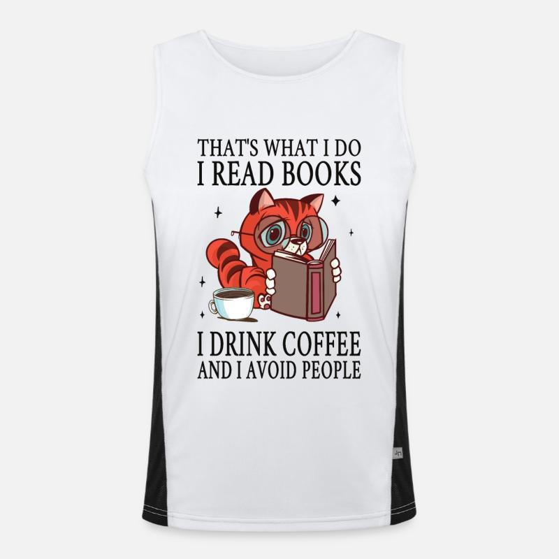 Ich lese Bücher, trinke Kaffee und meide Menschen Funktionelles Kontrast-Tank Top für Männer 