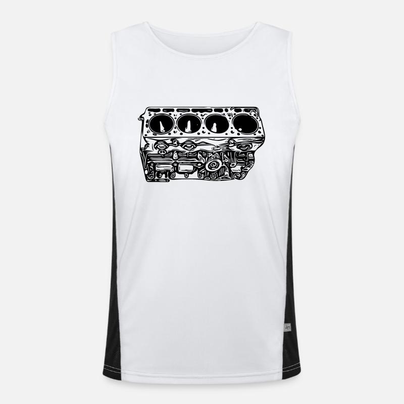 Engine block cylinder displacement fan - Men's Functional Contrast Tank Top  - white/black