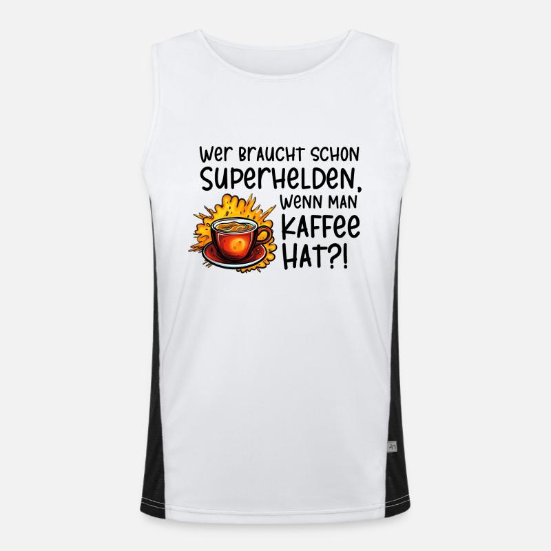 Superhelden Kaffe Funktionelles Kontrast-Tank Top für Männer 