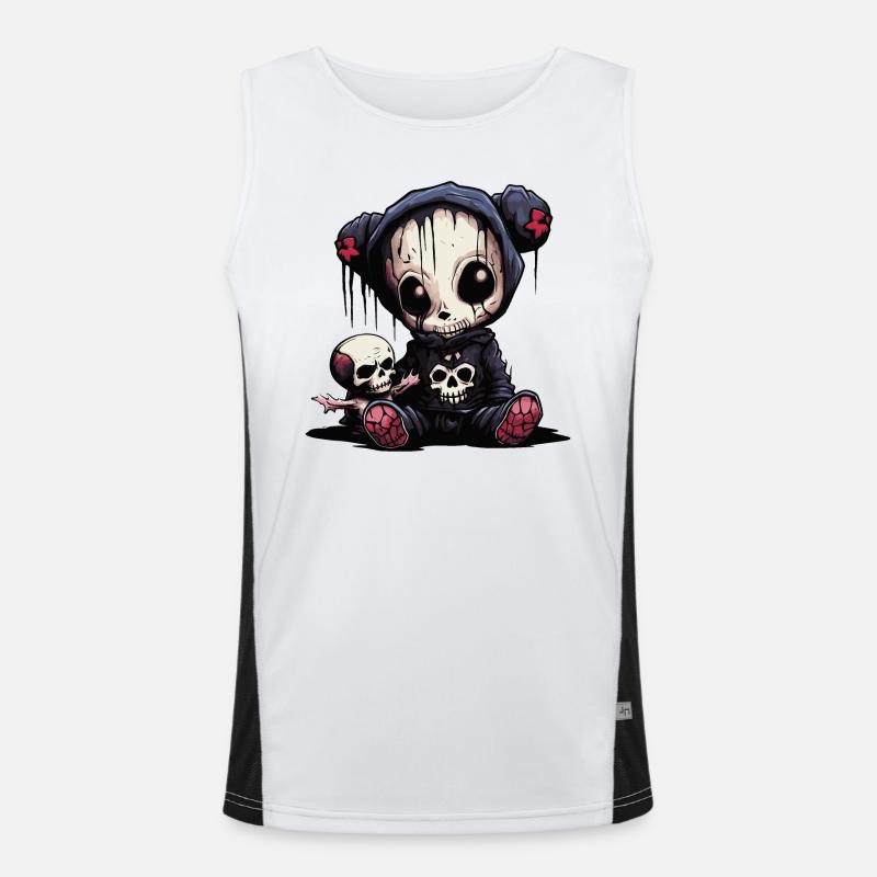Cute Emo Teddy Bear - Men's Functional Contrast Tank Top  - white/black