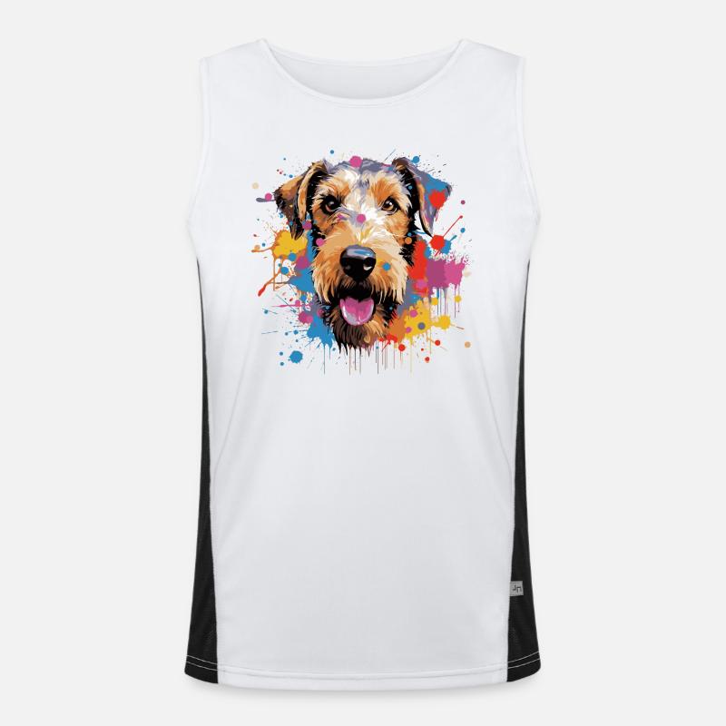Wirehaired Fox Terrier - Men's Functional Contrast Tank Top  - white/black