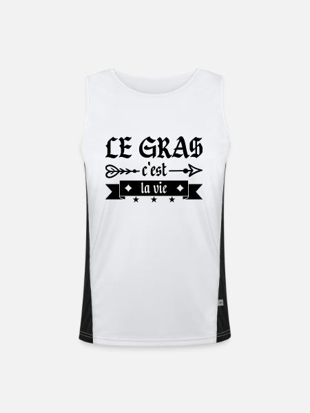 Le Gras C'est La Vie - Débardeur respirant contrasté Homme  - blanc/noir - Devant