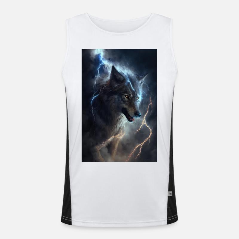 Wolf Blitz Thunder Epic Cool Epic Wolves - Men's Functional Contrast Tank Top  - white/black