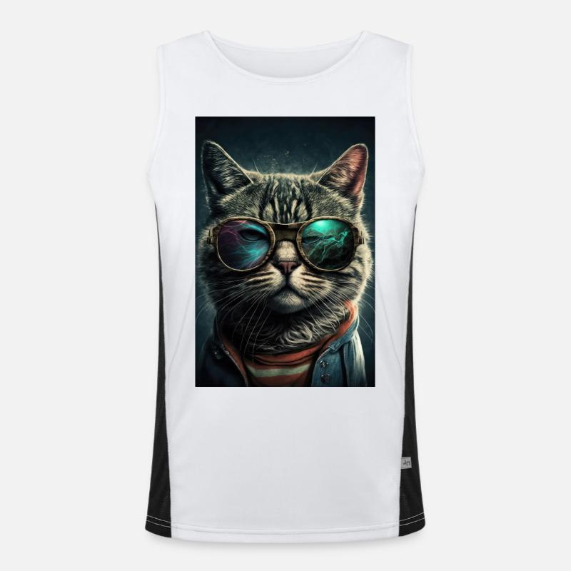 Lunettes de chat Lunettes de soleil Cool Cat Débardeur respirant contrasté Homme 