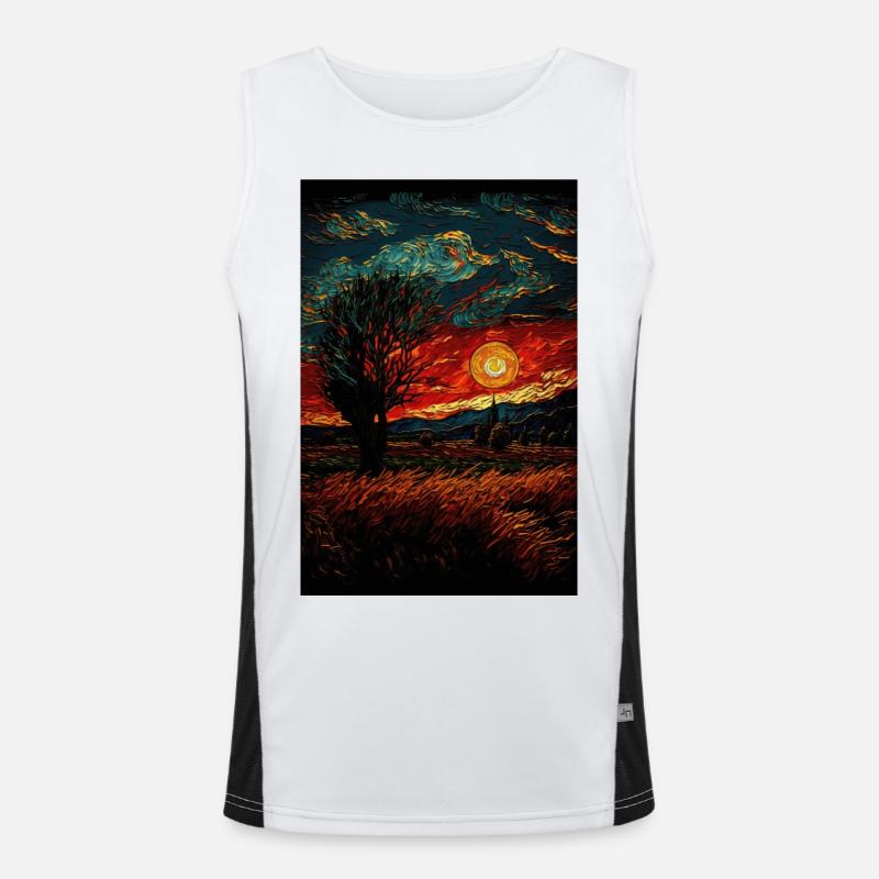 Peintures de terrain de paysage de coucher de soleil Débardeur respirant contrasté Homme 
