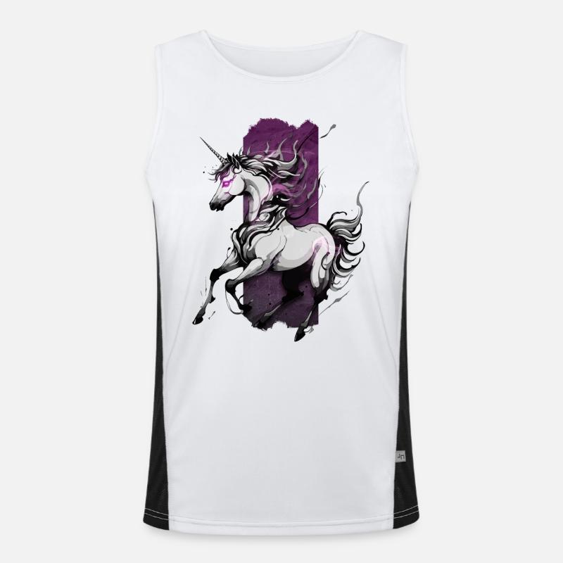 Ätherischer Galopp: Laufendes Einhorn Funktionelles Kontrast-Tank Top für Männer 
