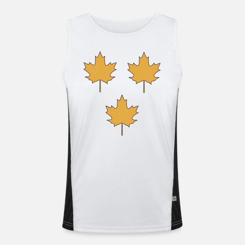 maple leaf pattern - Men's Functional Contrast Tank Top  - white/black