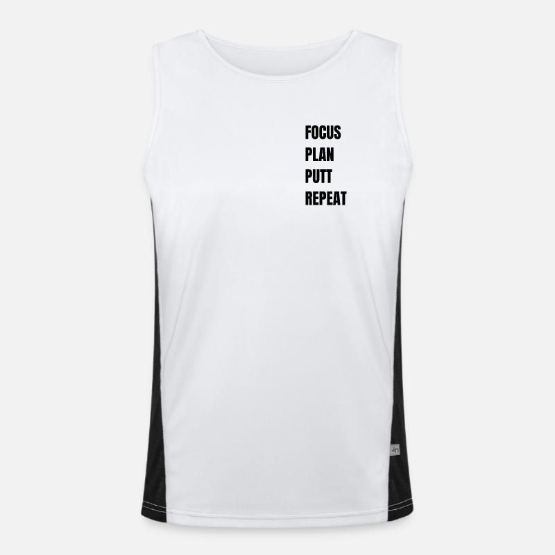 Golf Focus Plan Putt Repeat - Men's Functional Contrast Tank Top  - white/black