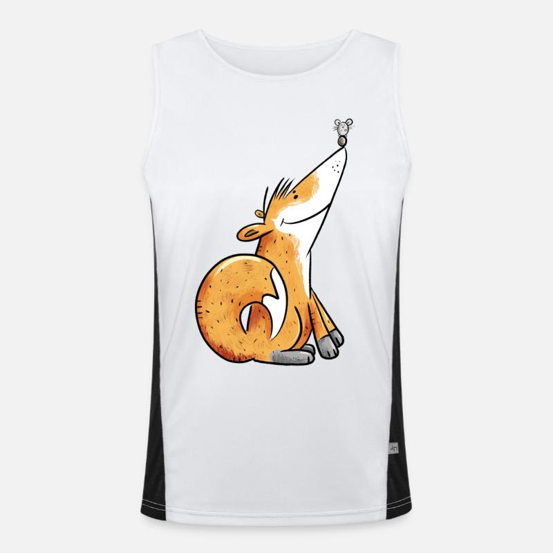 Fuchs Und Maus Comic Tiermotiv Fun Kinder Geschenk Funktionelles Kontrast-Tank Top für Männer 