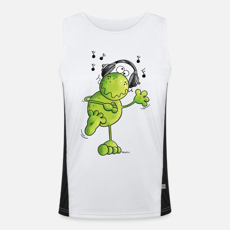 Frosch mit Kopfhörer Funktionelles Kontrast-Tank Top für Männer 