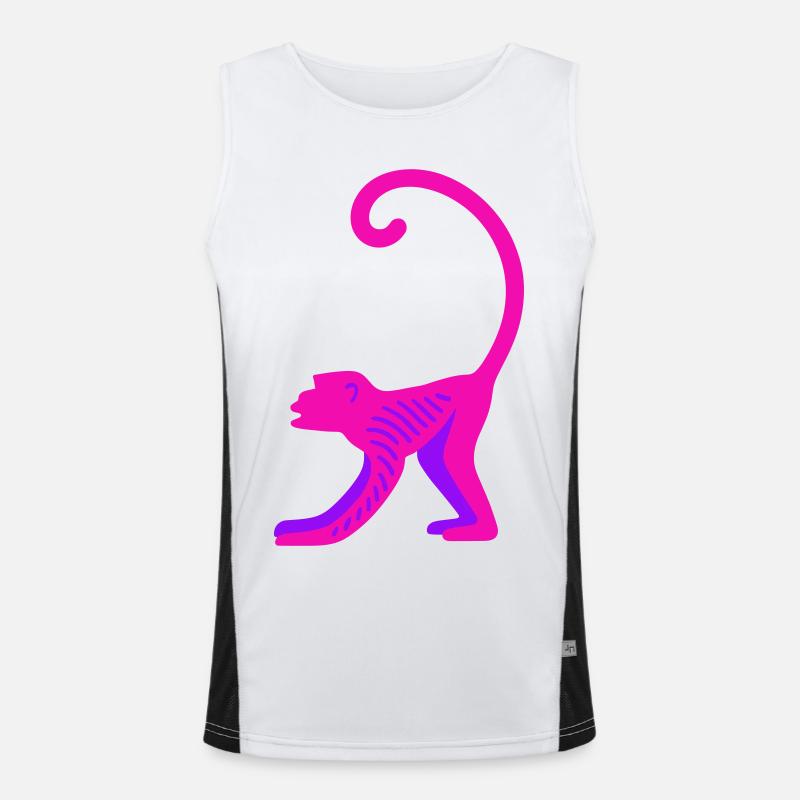 Neon Pink Monkey Funktionelles Kontrast-Tank Top für Männer 
