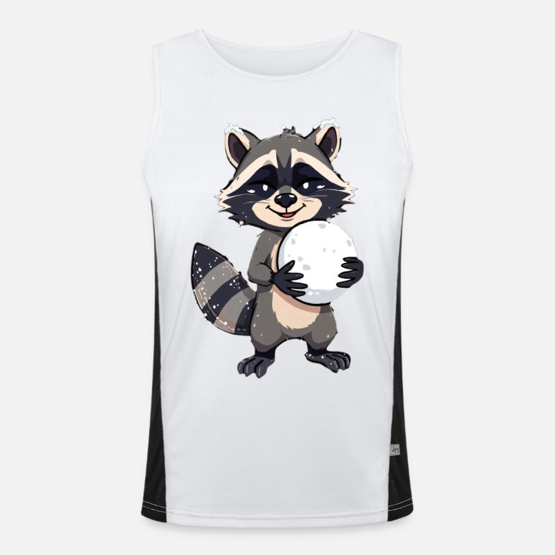 Waschbär mit grossem Schneeball Funktionelles Kontrast-Tank Top für Männer 