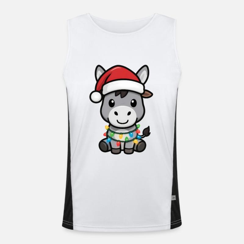 Esel Elfe Xmas Lustiges Weihnachtsgeschen Funktionelles Kontrast-Tank Top für Männer 