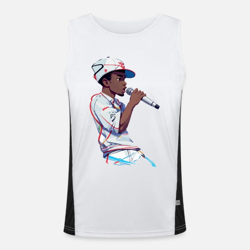 Black Rapper Holding a Microphone Men's Functional Contrast Tank Top 