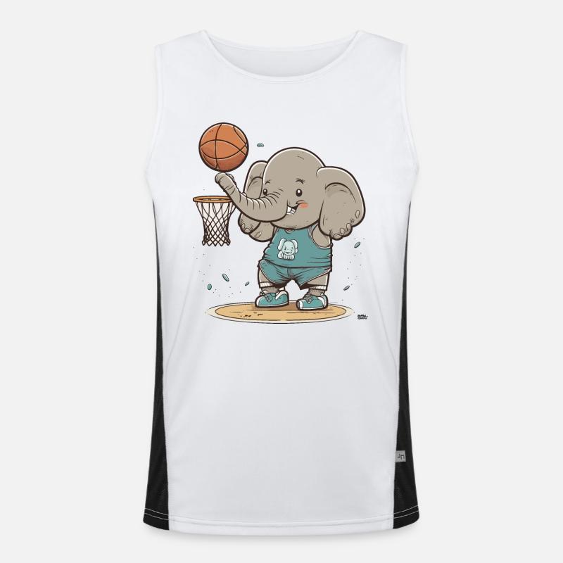 Basketball Elefant Funktionelles Kontrast-Tank Top für Männer 