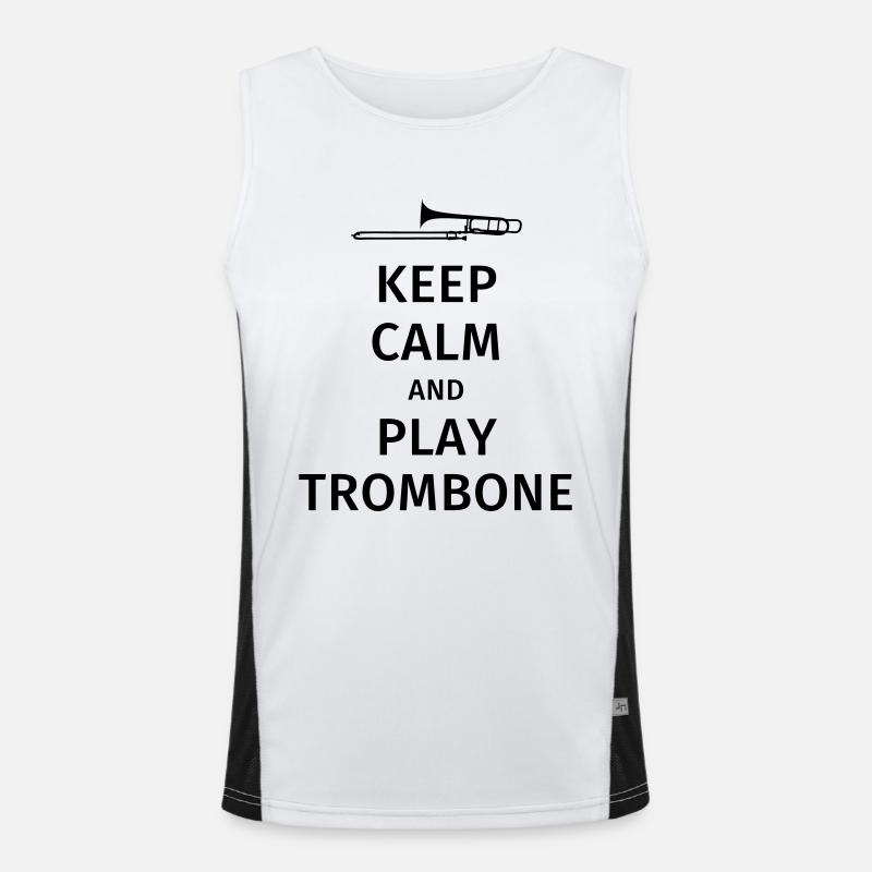 keep calm and play trombone Funktionelles Kontrast-Tank Top für Männer 