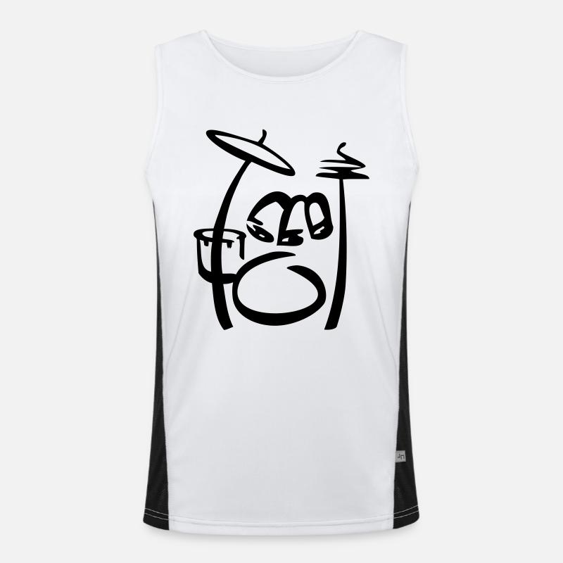 Drums kind Scribble - Men's Functional Contrast Tank Top  - white/black