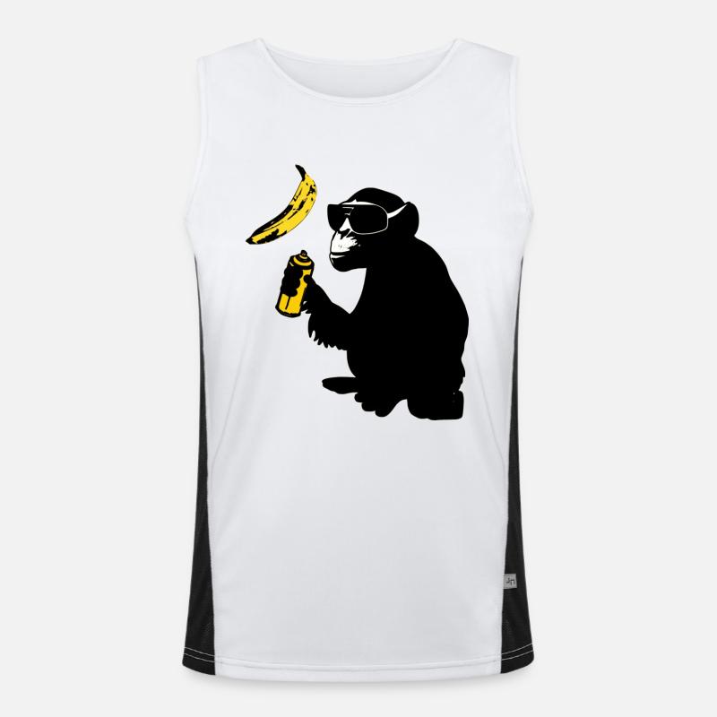 monkey sprayed banana Men's Functional Contrast Tank Top 