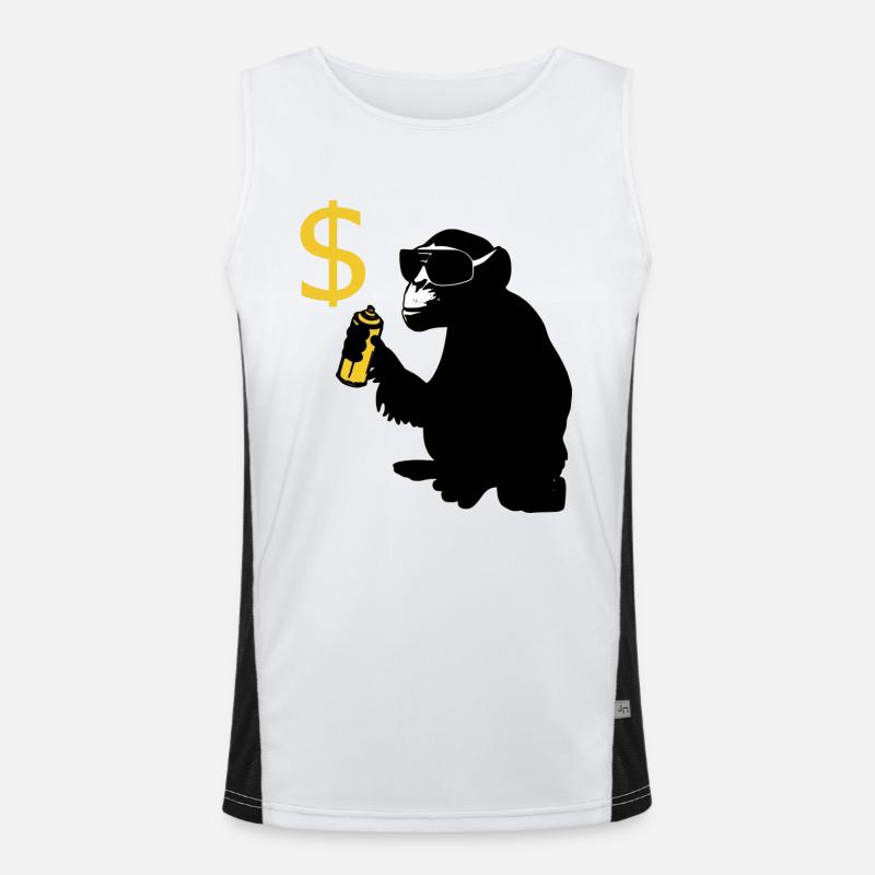 affe sprüht dollarzeichen Funktionelles Kontrast-Tank Top für Männer 