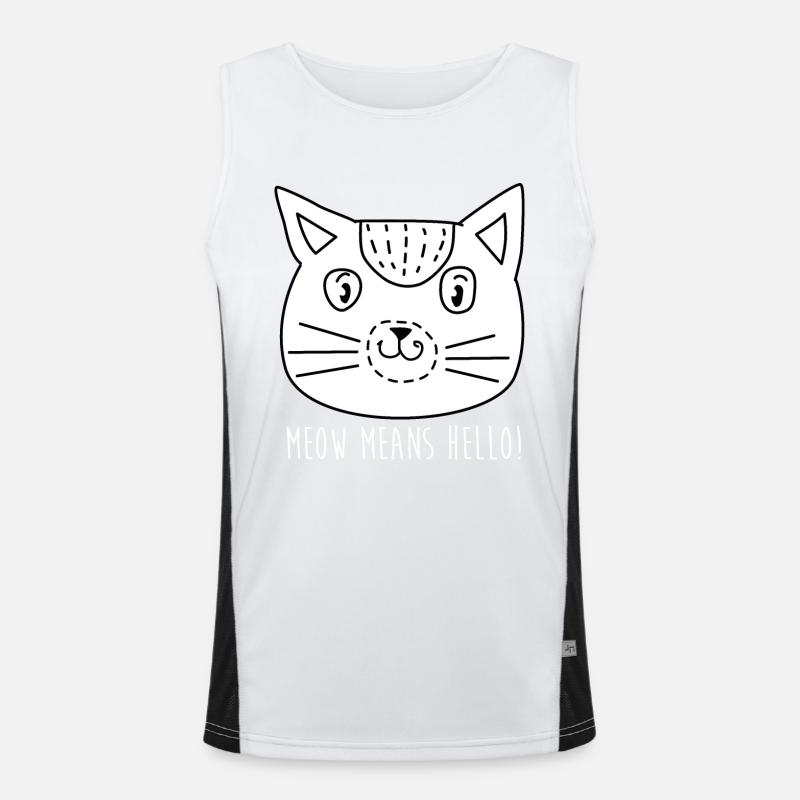 Comic Katze Gesicht mit Spruch Funktionelles Kontrast-Tank Top für Männer 