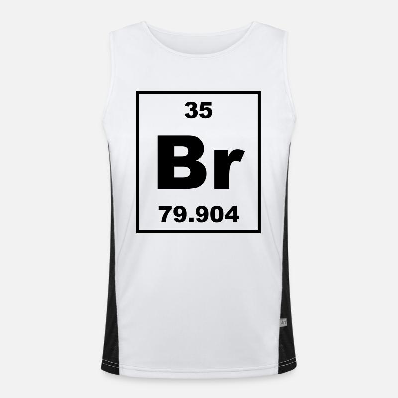 Bromine (Br) (element 35) - Men's Functional Contrast Tank Top  - white/black